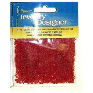 Darice Jewelry Designer Transparent Seed Glass Red